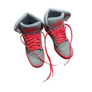 Adidas Originals AdiHigh EXT Sneakers Sz 4 Girls Women Gray Neon Pink Q32640 #EC